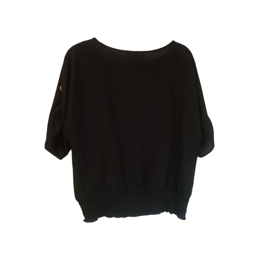 Michael Kors Women's Black Roll-Up Sleeve Blouse Top - Medium - Picture 2 of 7